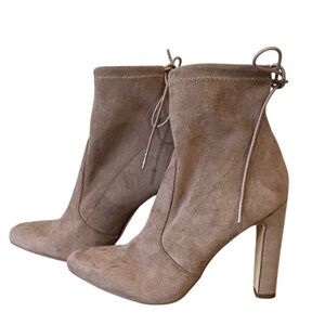 Just Fab Taupe Suede Heeled Boots Sphinx Size 8